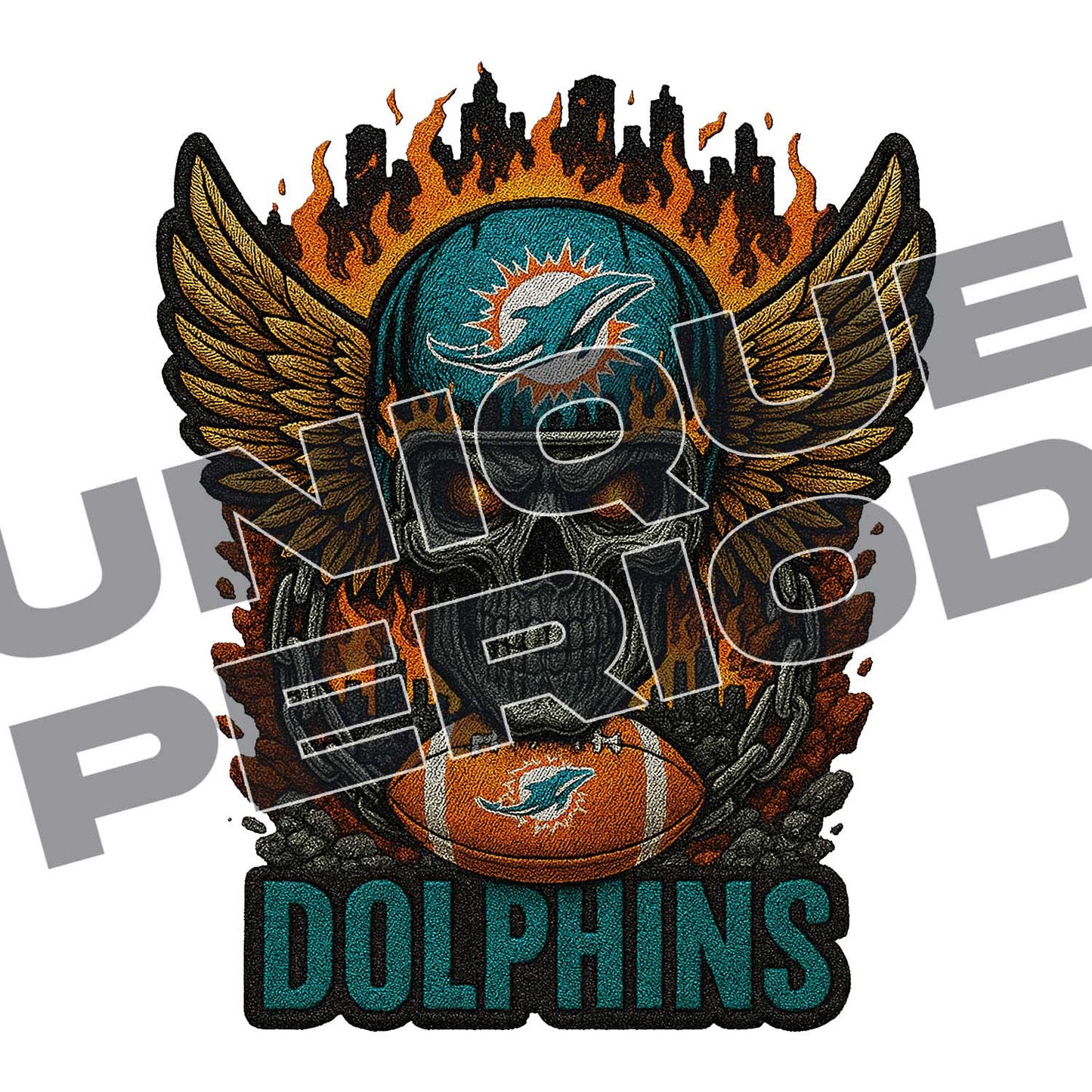 Miami Dolphins Skull Patchish