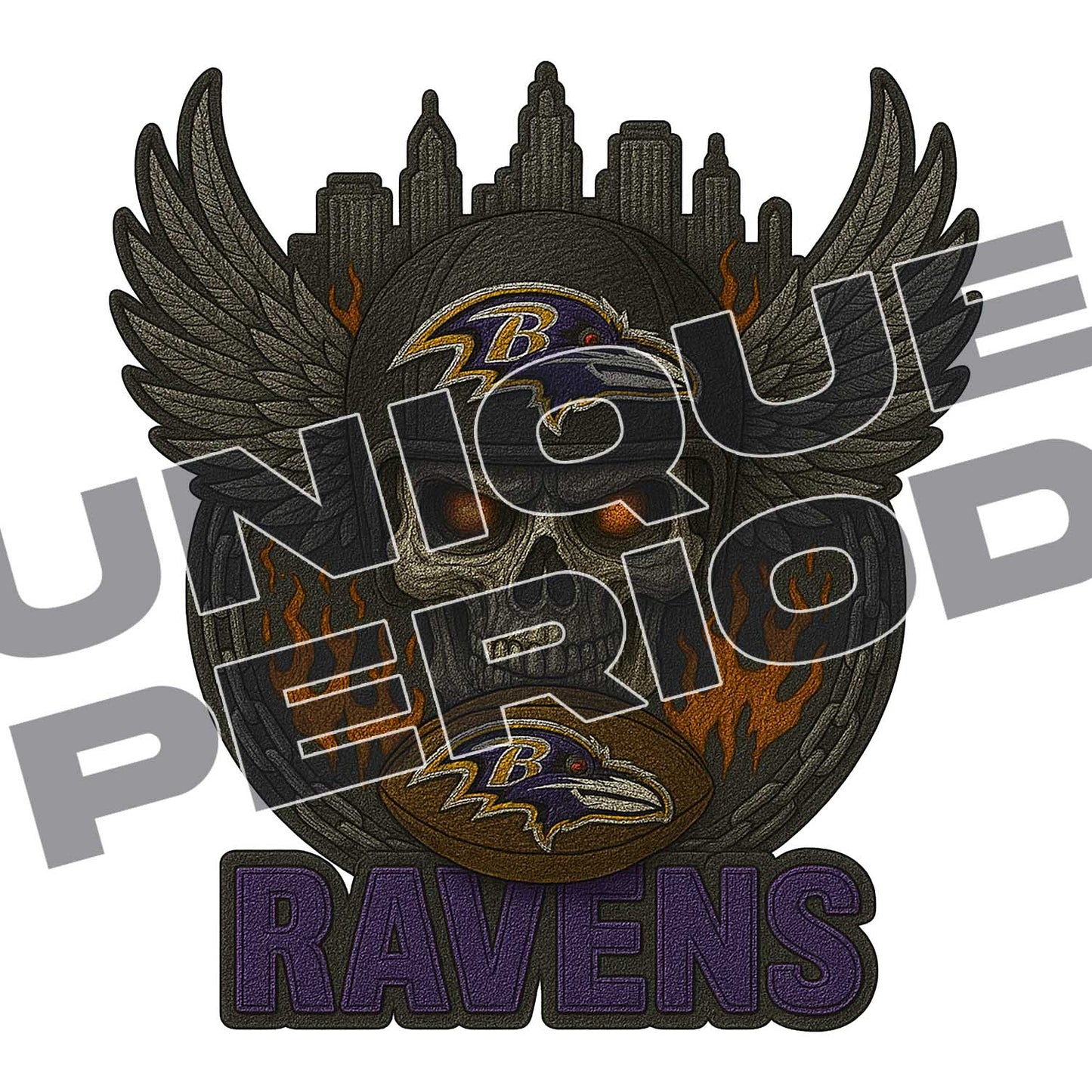 Baltimore Ravens Skull Patchish