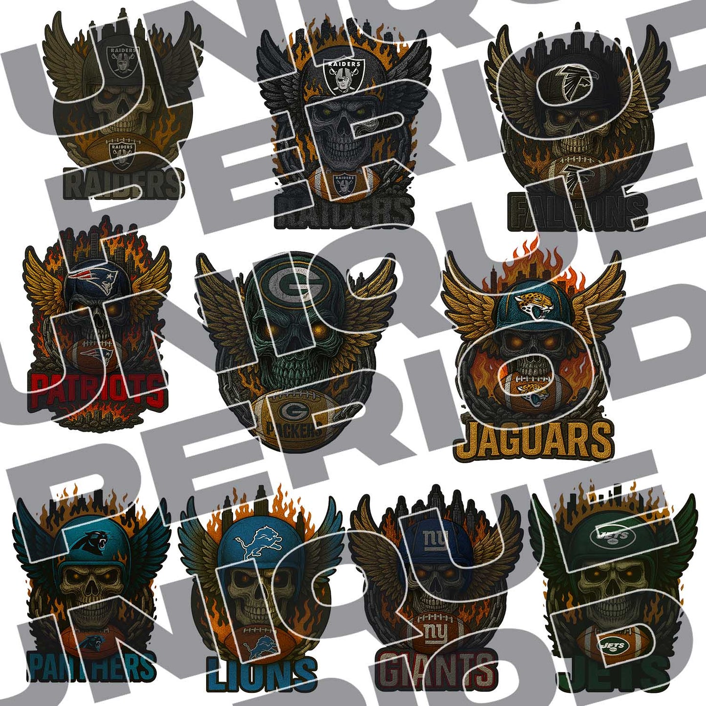 NFL Skull Patchish Mega Bundle – Over 35 Designs