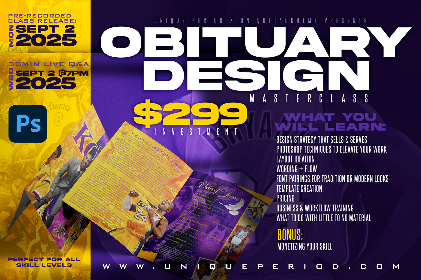 Obituary Design Prerecorded Masterclass