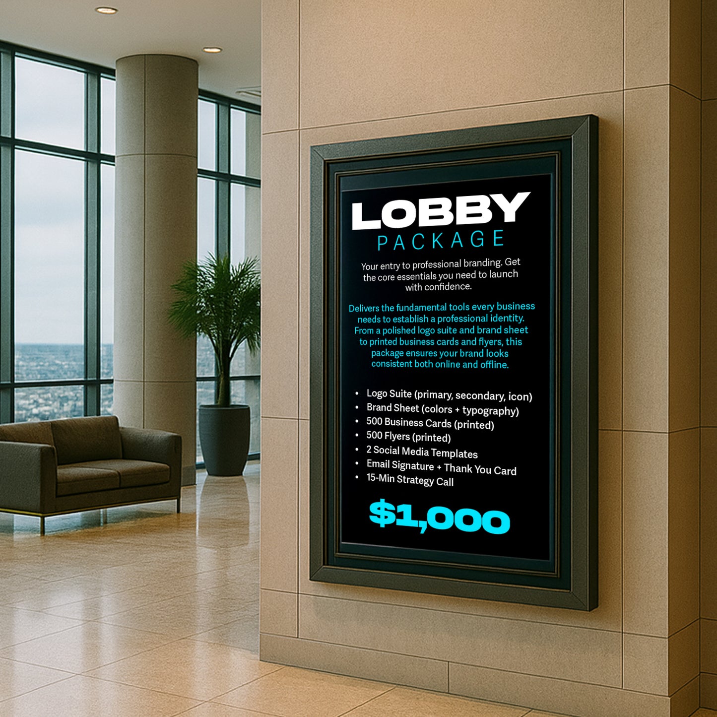 Lobby Branding Package – Logo, Business Cards & Flyers
