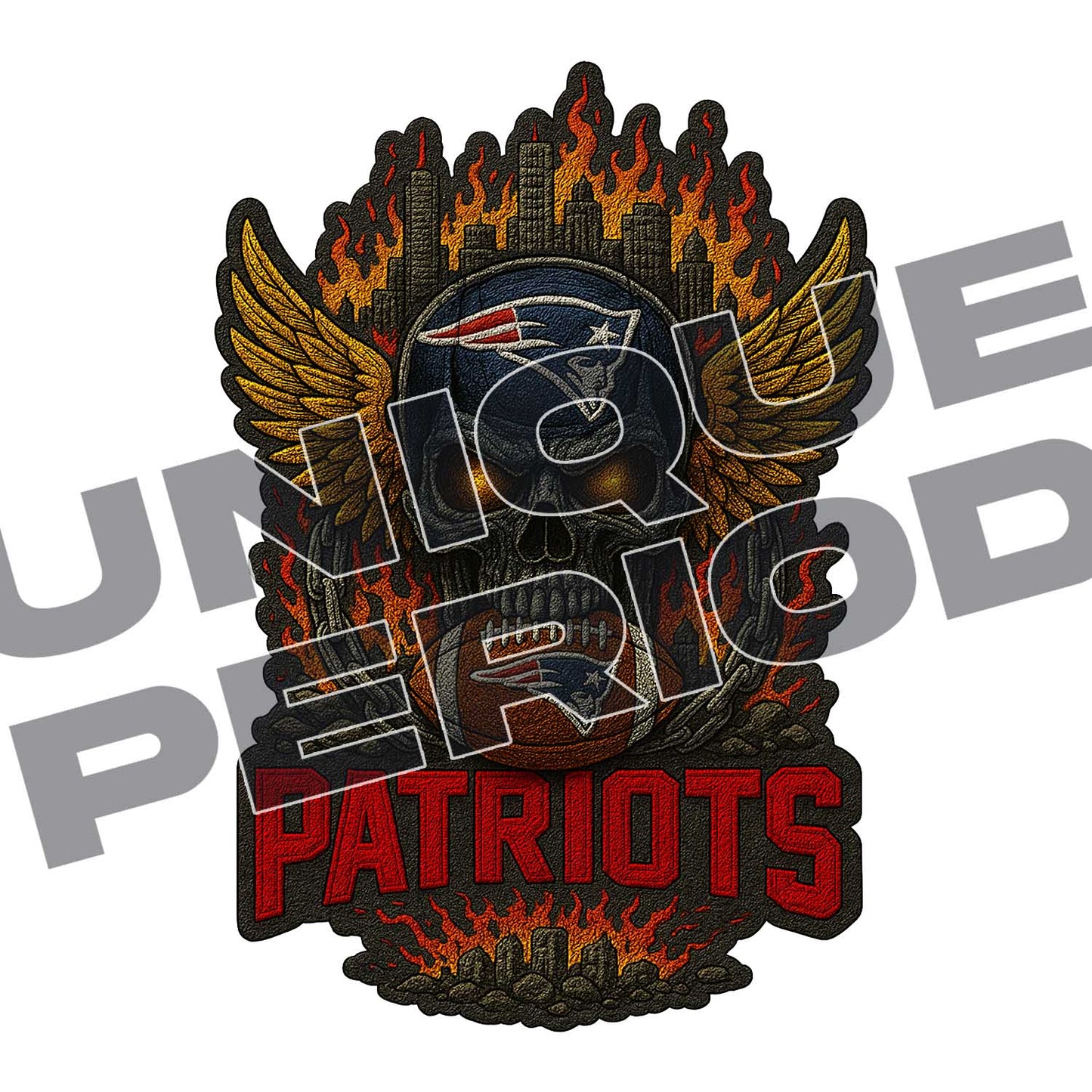 New England Patriots Skull Patchish