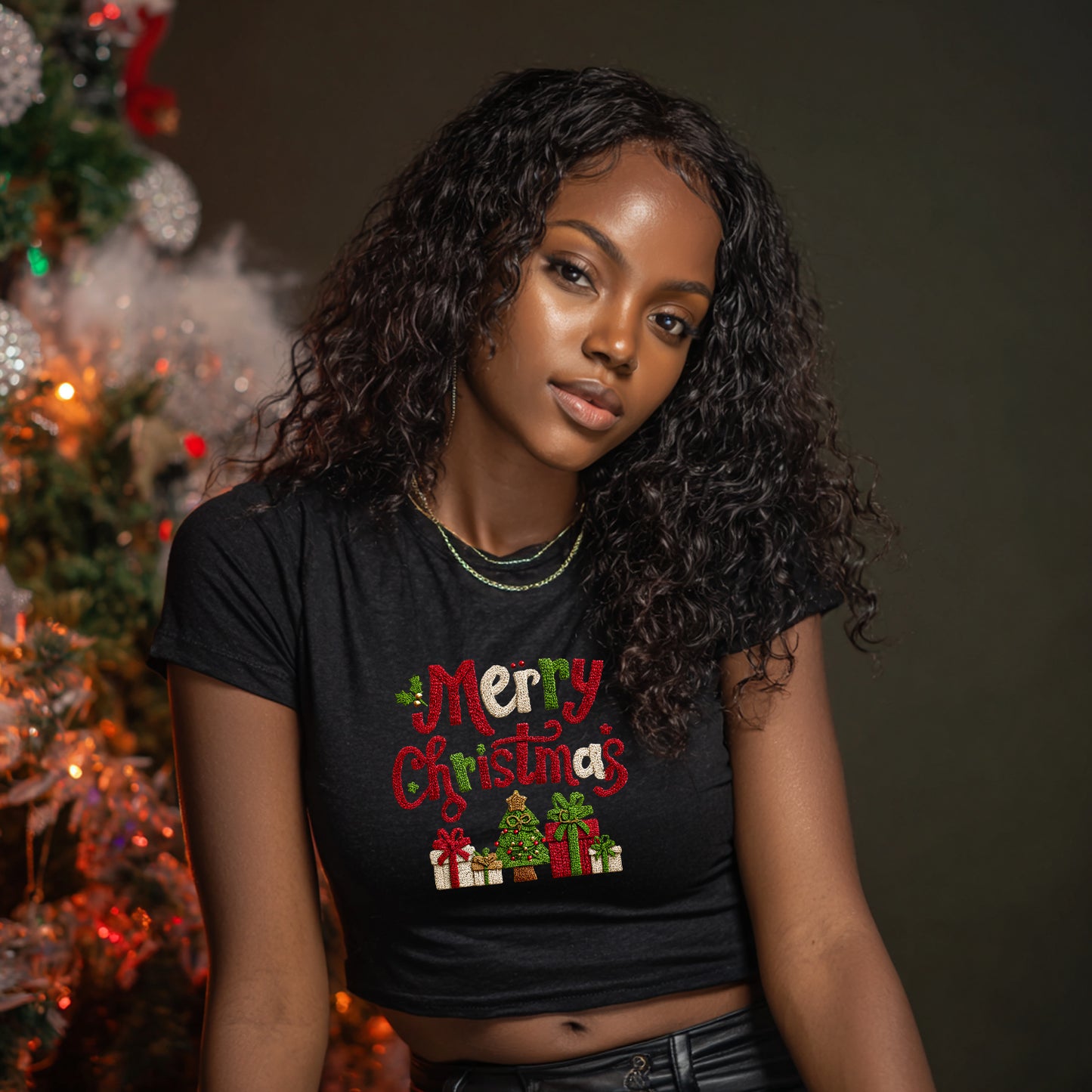 Merry Christmas Crochet Yarn Style PNG – Cozy Holiday Sublimation & DTF Design