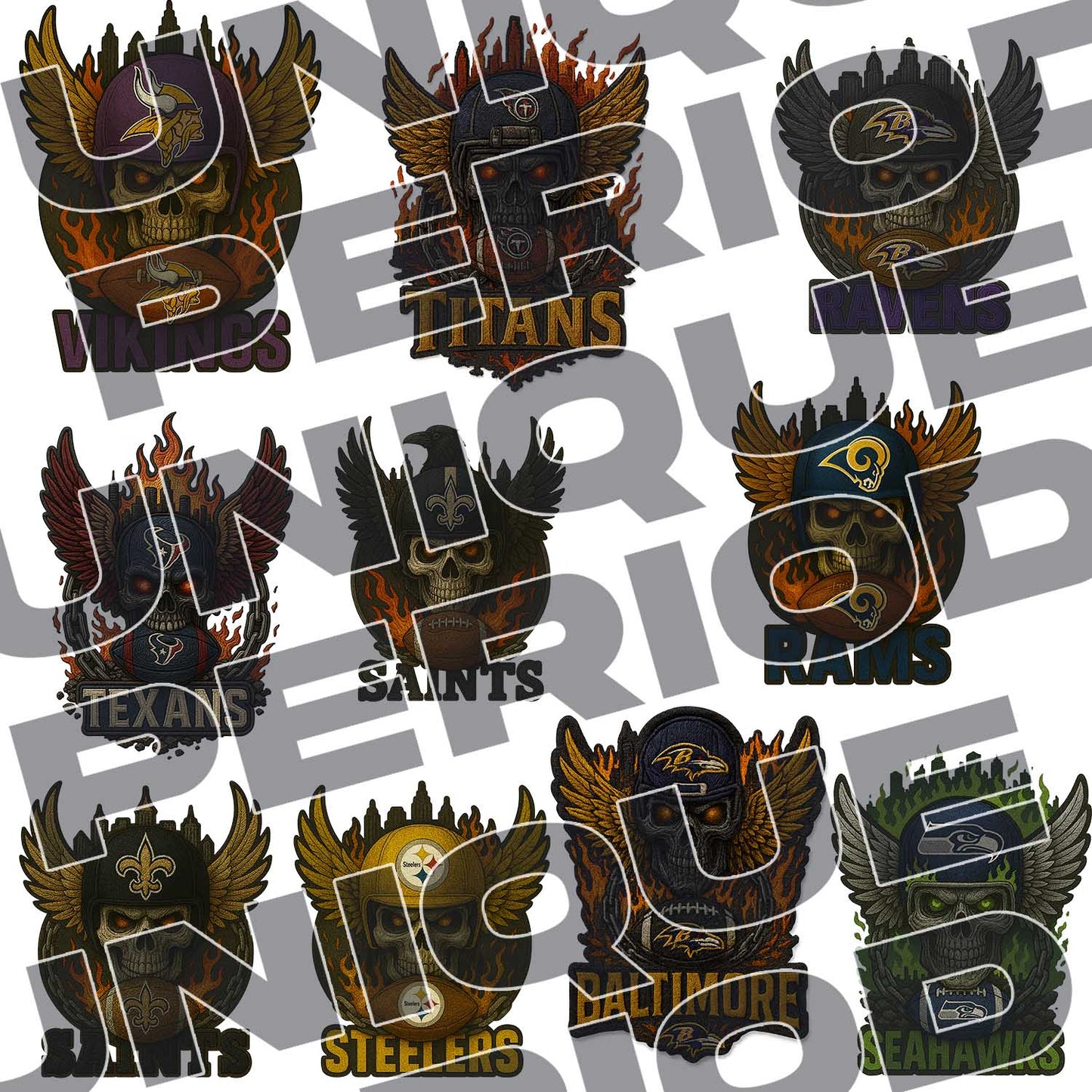 NFL Skull Patchish Mega Bundle – Over 35 Designs