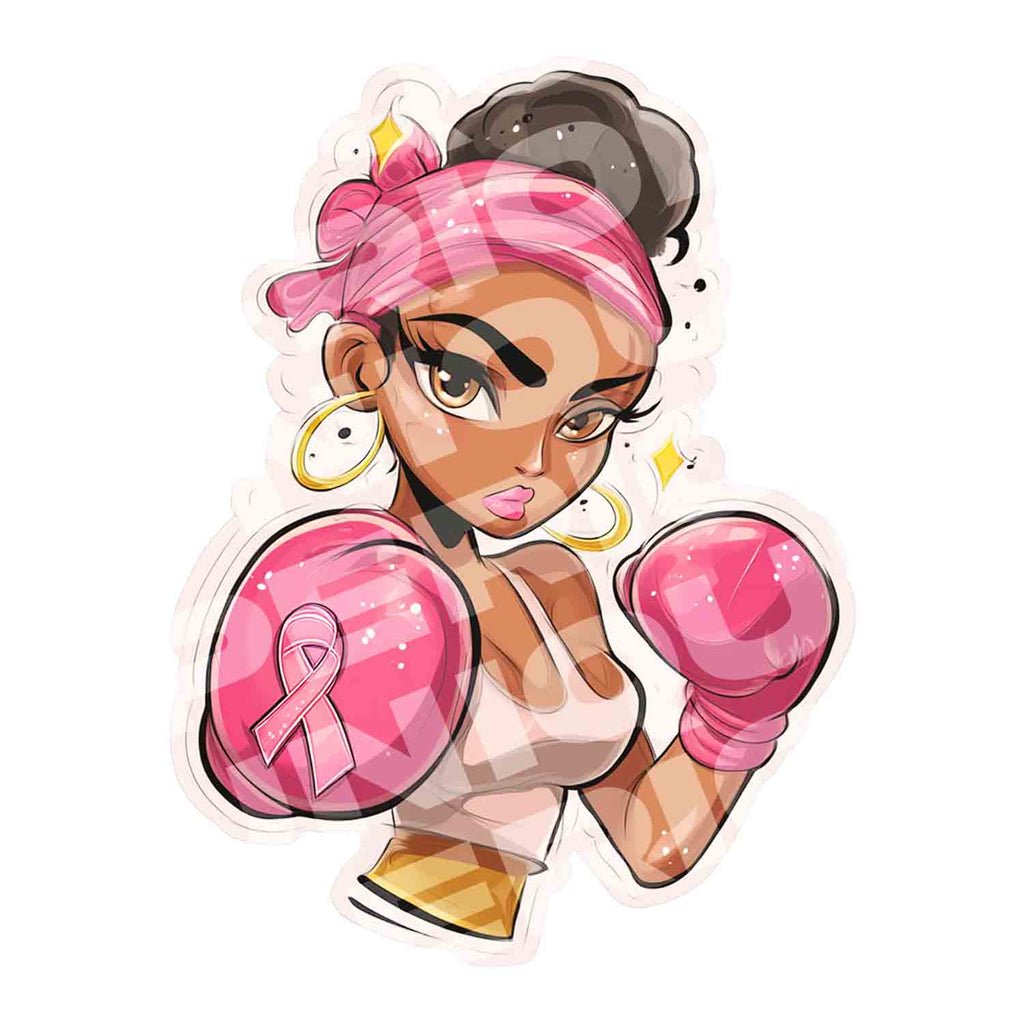 Hook Punch Pose - Breast Cancer Awareness Sticker Design
