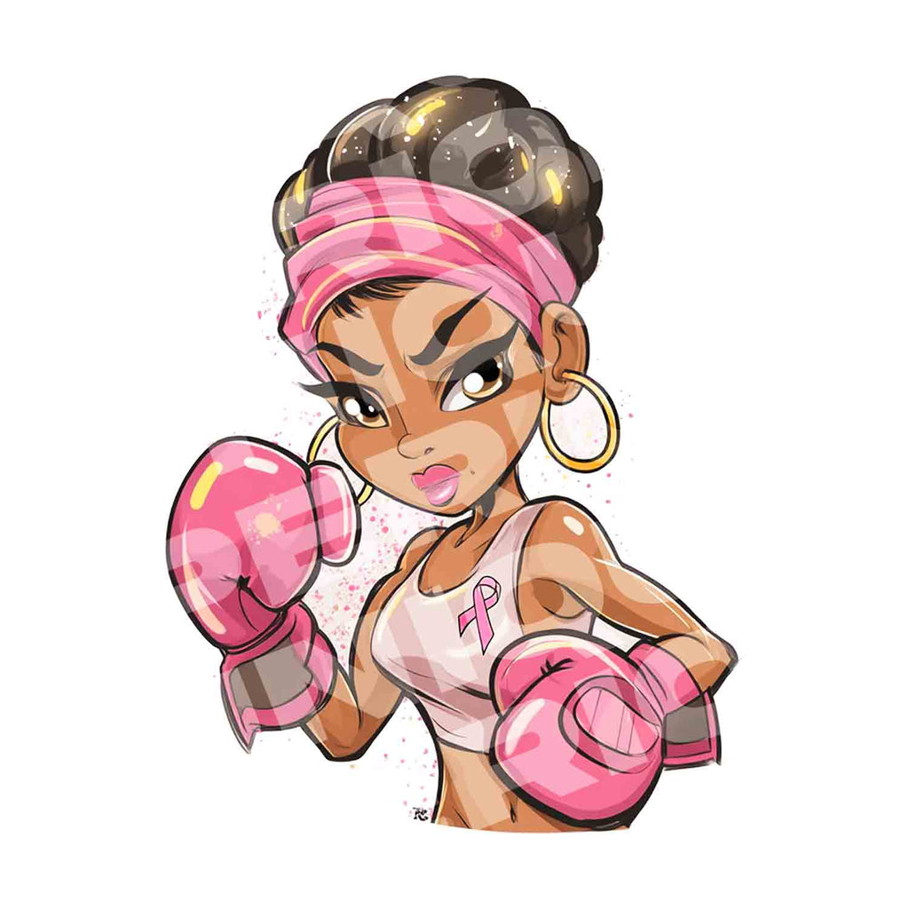Ready to Cure  Pose - Breast Cancer Awareness Sticker Design (Copy)