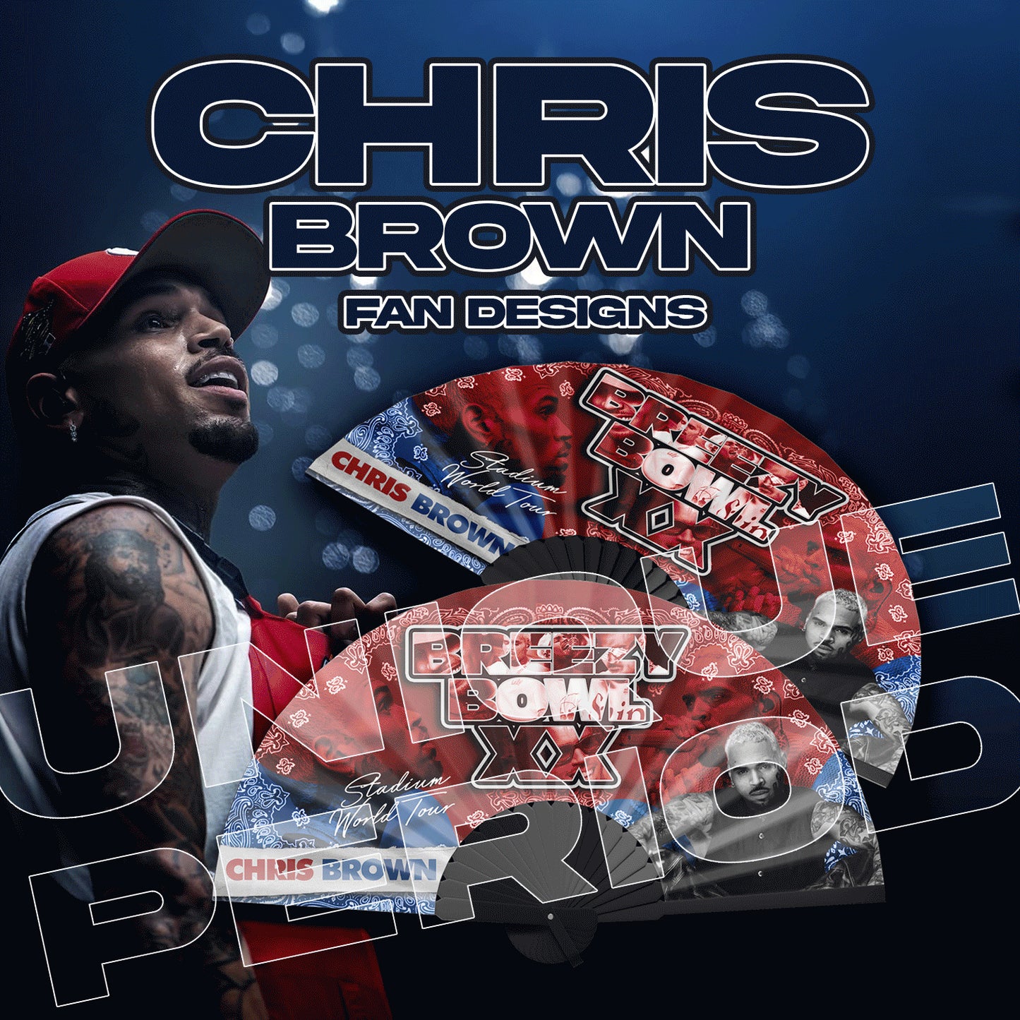 Red & Blue Clack Fan  2 Design Pack – Chris Brown Inspired – Digital Download Only