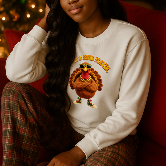 Stuffed and Still Flexin PNG | Funny Turkey Thanksgiving Sublimation Design