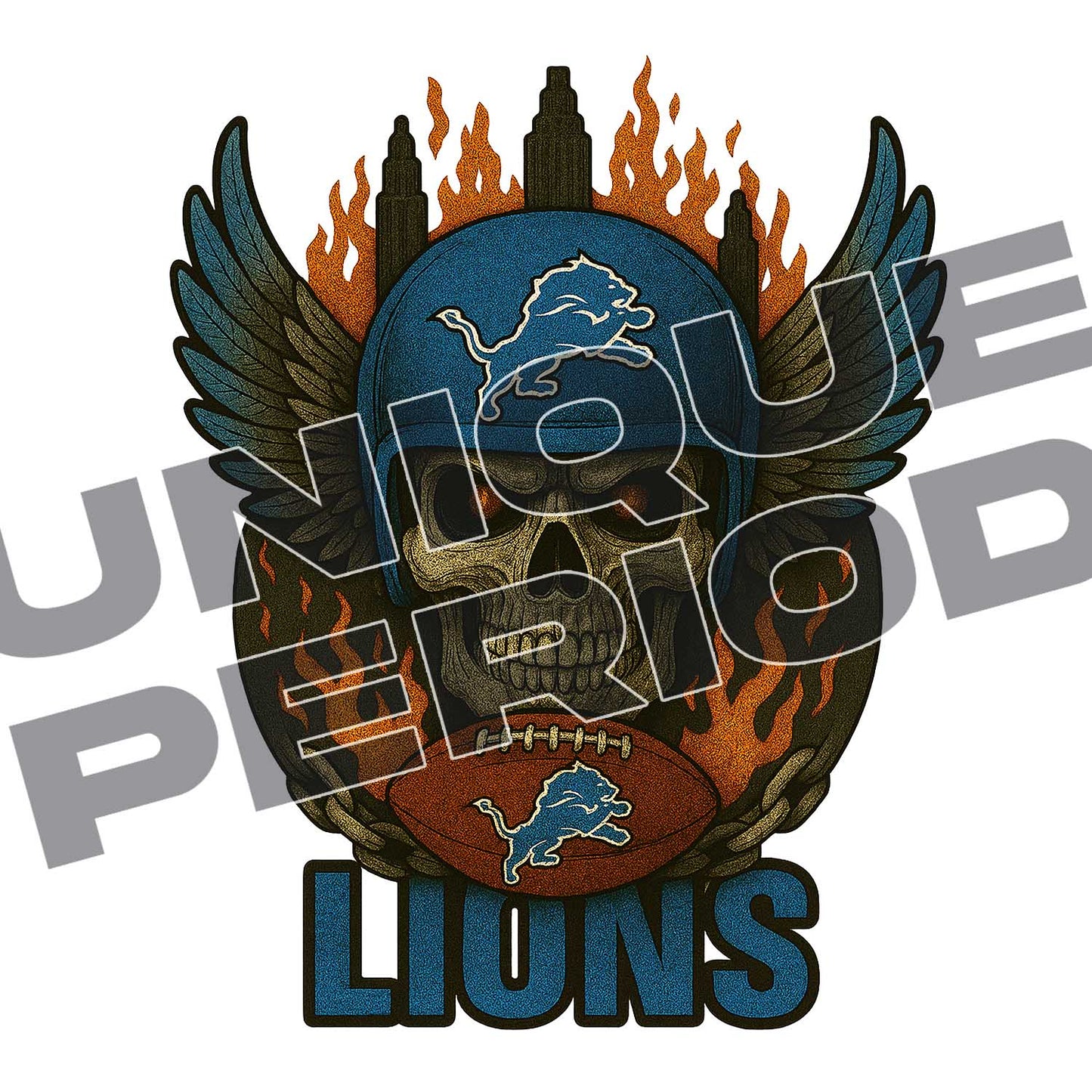 Detroit Lions Skull Patchish