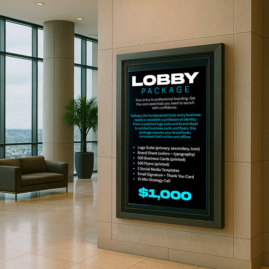 Lobby Branding Package – Logo, Business Cards & Flyers
