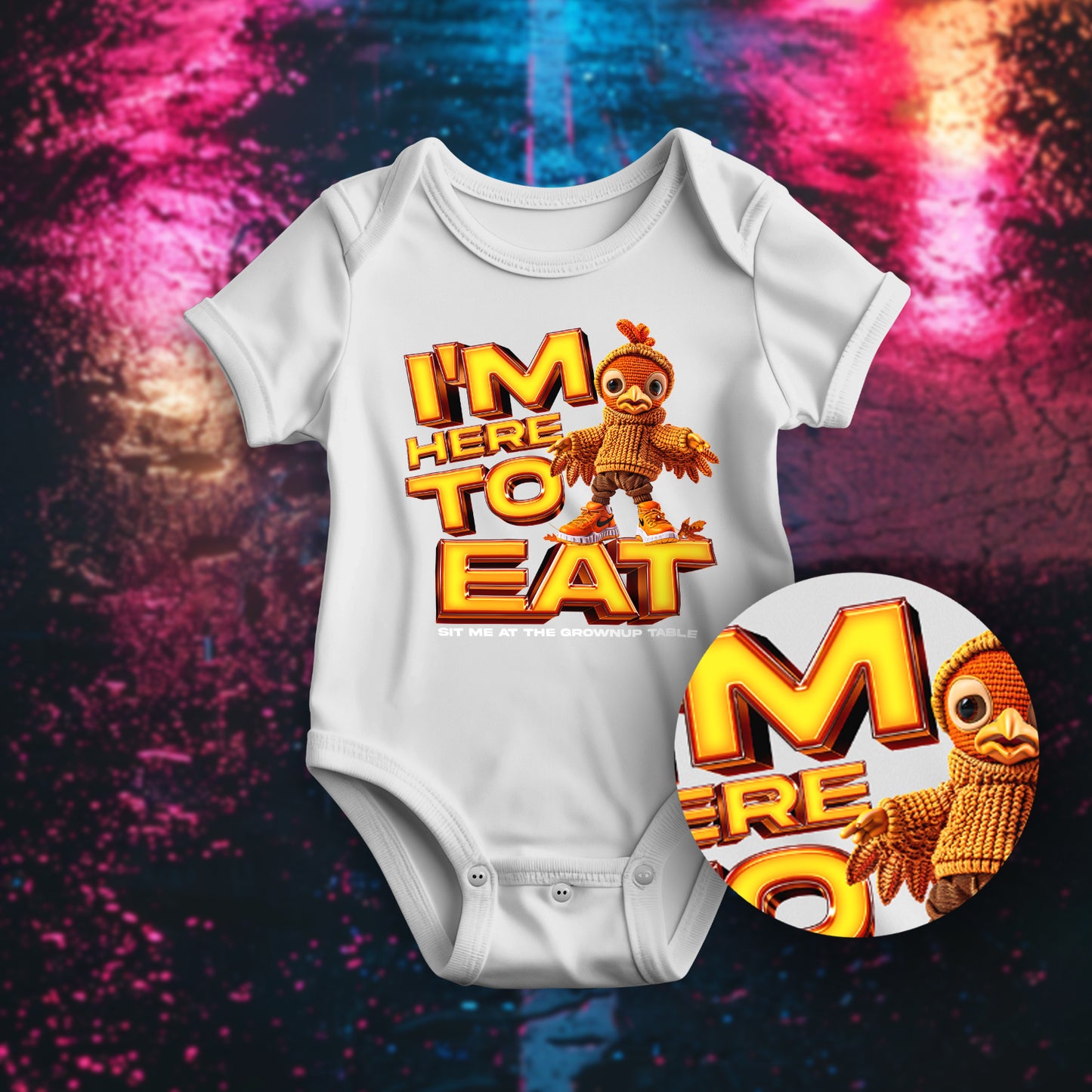 Thanksgiving Baby Quote PNG – I'm Here to Eat Design