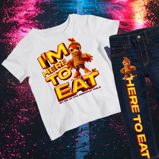 I'm Here to Eat – Sit Me at the Grownup Table PNG Set for Baby Outfit | Shirt & Pants Matching Thanksgiving PNGs